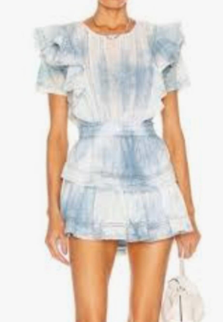 LoveShackFancy Natasha Light Blue Tie Dye Mini Dress sze XS